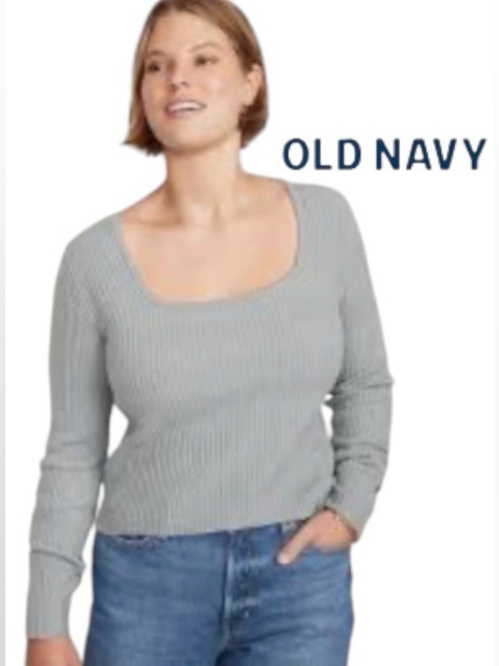 2X Old Navy Soft Cropped Square-Neck Rib-Knit Sweater